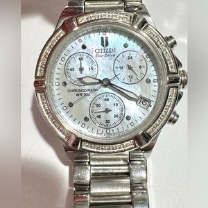 Ladies Women’s Citizen Eco-Drive "Riva" Diamond & Mother of Pearl Chronograph